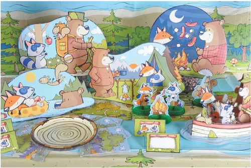 Vista 5 de Beistle 16 platos de papel desechables Woodland Friends, suministros de fiesta de cumpleaños con temática de animales