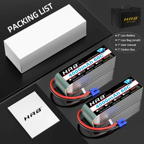 Vista 8 de HRB Paquete de 2 baterías Lipo 6S 4000mAh 60C EC5 y 1 bolsa Lipo