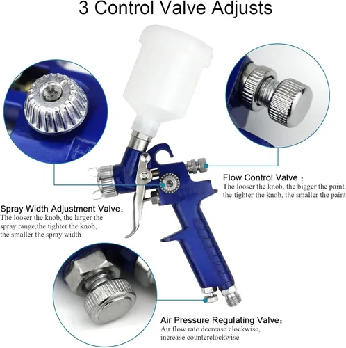 Vista 5 de Tosucs HVLP Pistola rociadora con punta de 1.0mm Pistola rociadora de aire para pulverización de coche Pistola de pintura de alimentación por