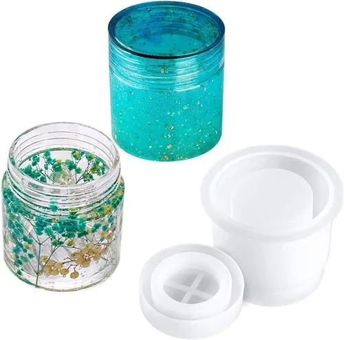 Vista 7 de Moldes de resina de 4 estilos para manualidades, tarro de almacenamiento de botellas con tapa, kit de moldes de epoxi de cristal, herramienta