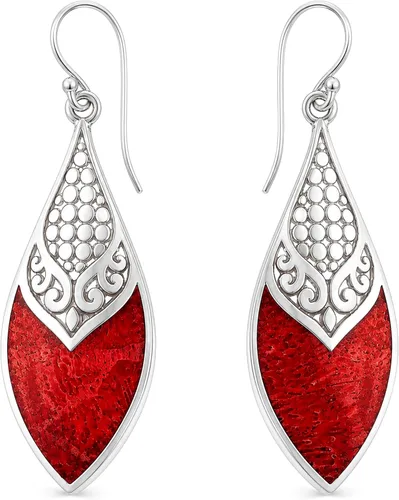 Vista 15 de Red Coral Drop Dangle Earrings for Women in 925 Sterling Silver 01 - Coral