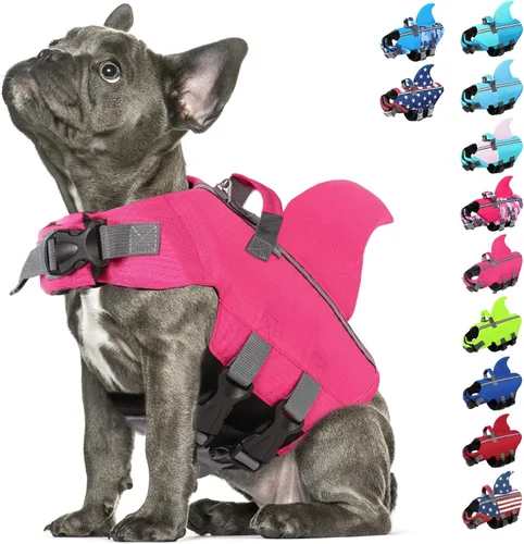 Vista 10 de Chaleco salvavidas para perros pequeños, chaleco salvavidas para Chaleco de natación para perros de alta flotabilidad con asa de rescate