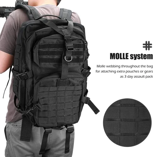 Vista 6 de ProCase Mochila táctica de 42 litros, mochila grande para 3 días al aire libre, militar, paquete de asalto, mochila para ir al aire libre
