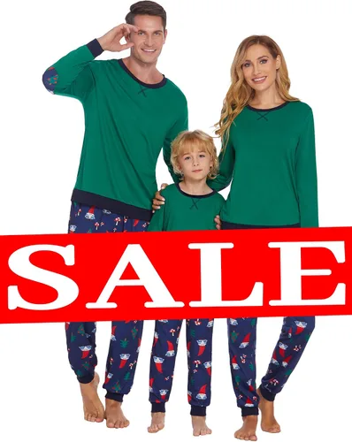 Vista 7 de Ekouaer Family Matching Pajamas Christmas Sleepwear Long Sleeve Sleep Shirt with Long Pants Soft Loungewear Pjs Set