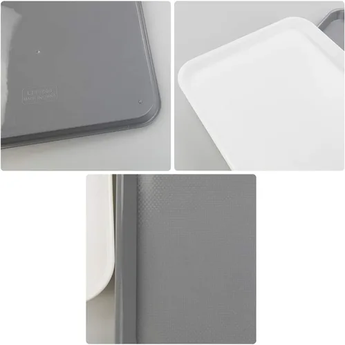 Vista 3 de Paquete de 6 bandejas redondas blancas para servir, bandeja de plástico para cafetería, color blanco