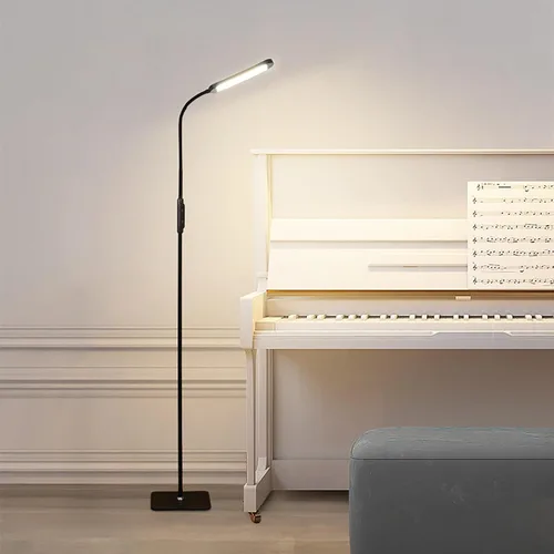Vista 9 de Lámpara de pie LED para sala de estar, luz LED de pie moderna, lámpara de pie alta ajustable para lectura de dormitorio, oficina, lámpara de pie