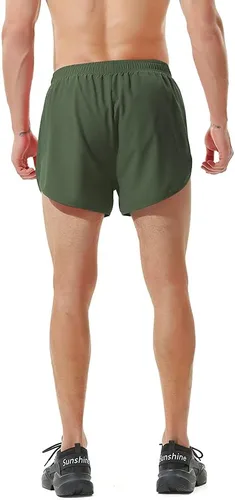 Vista 4 de TENJOY Pantalones cortos de correr para hombre, pantalones cortos de entrenamiento atlético para hombre, pantalones cortos deportivos de 3 pulgadas