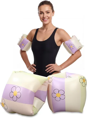Vista 9 de JellyArch 2 piezas de flotadores de brazo PVC, bandas de brazo inflables a rayas, flotadores de piscina, mangas de flotación para niñas y niños