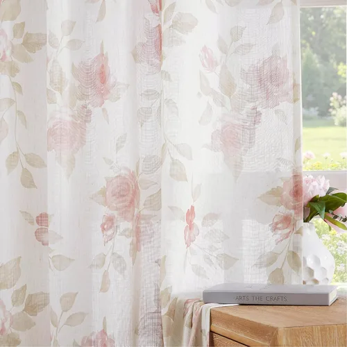 Vista 16 de Cortinas de lino natural mezclado semitransparentes con pestaña trasera para sala de estar, cortinas de lino texturizado estilo bohemio para filtrar