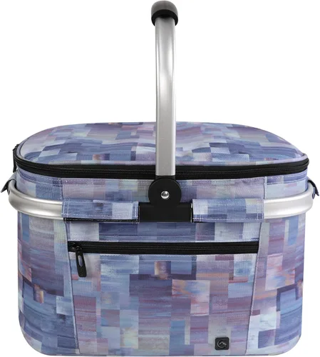 Vista 11 de ALLCAMP Cesta de pícnic, 2 cajas de hielo incluidas con enfriador aislado de 32 litros, cesta de picnic plegable gruesa con cestas extraíbles