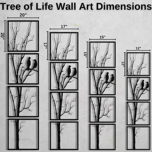 Vista 3 de Arte de pared de árbol y pájaros de metal, arte de árbol de metal, decoración de pared de metal, decoración de pared de metal, arte de pared