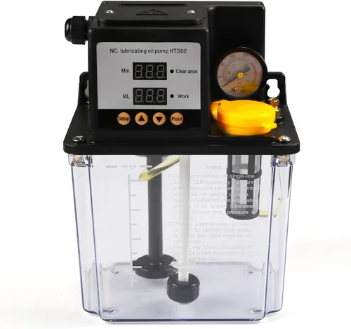 Vista 5 de Bomba de lubricación automática de 1L Bomba de aceite CNC de 110 V con manómetro, engrasador eléctrico con temporizador digital para torno y molino