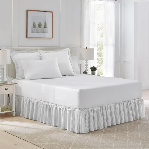 Vista 8 de Laura Ashley - Falda de cama individual, tela 100% algodón con una construcción suave y ligera, longitud de caída de 14.5 pulgadas, diseño de ropa
