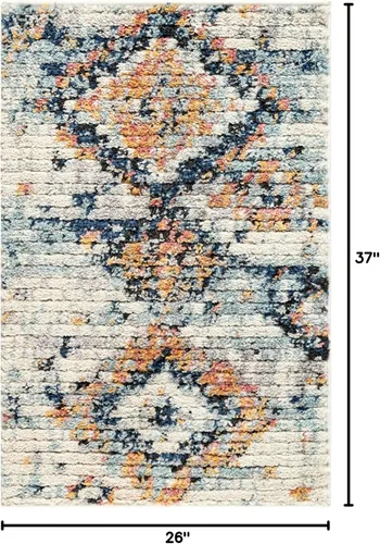 Vista 2 de Unique Loom Morocco Collection Medallion, alfombra abstracta (2 pies 2 pulgadas x 3 pies 0 rectangular, marfil/azul)