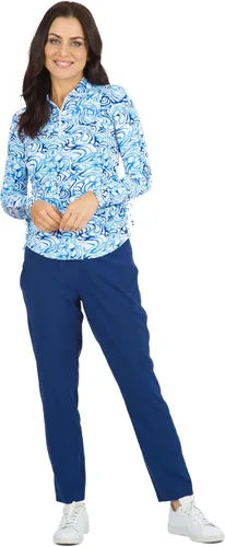 Vista 3 de IBKUL Athleisure Wear - Polo de manga larga con protección solar UPF 50+ Icefil Cooling Tech Kinsley Print de longitud ajustable - 48485