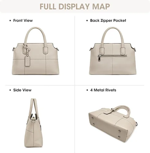 Vista 16 de Kattee - Bolsos de piel auténtica para mujer, bolsos de mano suaves para mujer