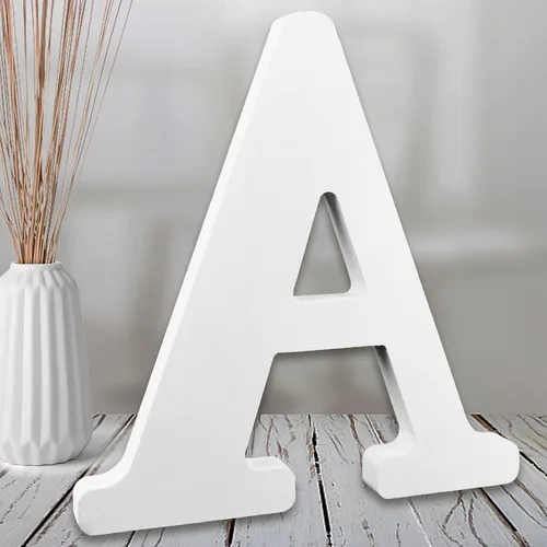 Vista 9 de AOCEAN Letras de madera blanca de 8 pulgadas, letras de madera sin terminar para pared, letras decorativas de pie en rodajas, decoración de tablero