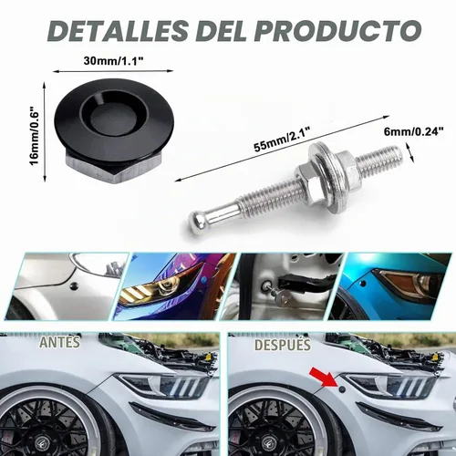 Vista 3 de x xotic tech Kit de tapa de bloqueo de capó de parachoques con botones de liberación rápida Universal para automóvil (negro)