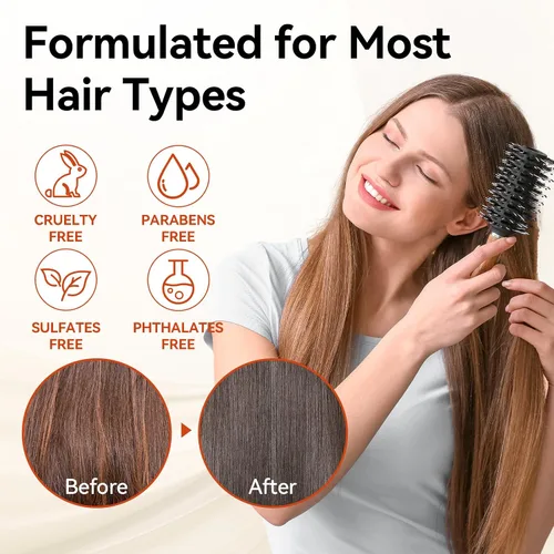 Vista 2 de Juego de champú y acondicionador de aceite de ricino para el crecimiento del cabello, fortalece y limpia el cabello fino, restauración del cabello