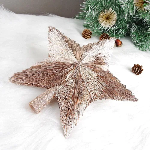 Vista 2 de Adorno pequeño para la punta del árbol de Navidad – Estrella rosa para la punta del árbol de Navidad – Adornos rosas para la punta de árboles