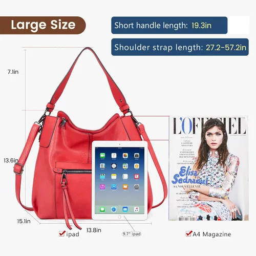 Vista 3 de Realer Hobo - Bolsos para carteras para mujer, bandolera grande con borla.