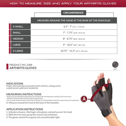 Vista 2 de OTC Premium Support - Guantes para artritis, 1 par, XS (paquete de 2)