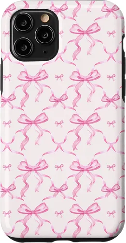 Vista 29 de Cintas y lazos estéticos rosas para iPhone 16 en estuche de acuarela