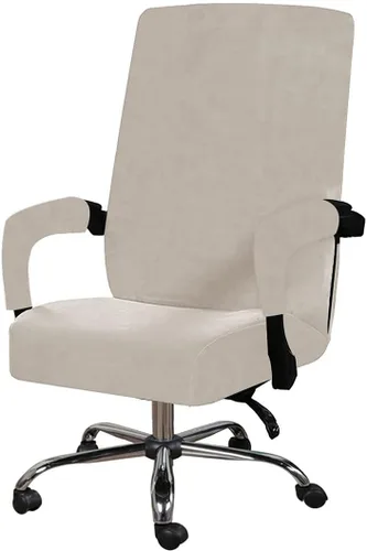 Vista 10 de Funda para silla de oficina con fundas para reposabrazos, funda elástica de terciopelo suave para silla de escritorio, fundas protectoras para silla