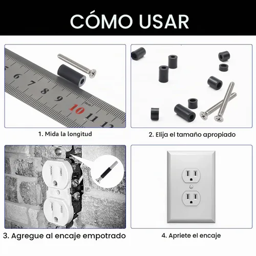 Vista 4 de 1000 piezas de espaciadores de tornillos para tomas eléctricas, espaciador redondo de nylon para tornillos M3 M4, espaciadores negros sin rosca, kit