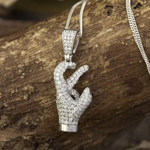Vista 2 de Facet Jewel Colgante hecho a mano con circonita cúbica de 1 quilate para hombre en plata de ley 925 (VVS, 1.12 CTW), Metal Gema, Circonita Cúbica