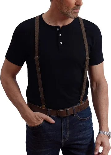 Vista 6 de Camiseta casual Henley de manga corta con cuello de muesca para hombre, camiseta de algodón sin cuello