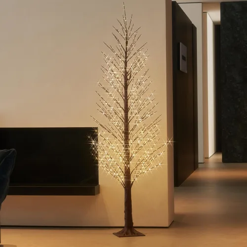 Vista 8 de LITBLOOM Árbol Alpino Iluminado de 4 pies con 450 luces LED de hadas, árbol de ramitas marrones con luces para decoración de Acción de Gracias