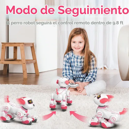 Vista 5 de SONOMO Juguete de Perro Robot con Control Remoto, Juguetes de Cachorro Robótico Interactivos - Robot Perro de Acrobacias Divertido y Programable