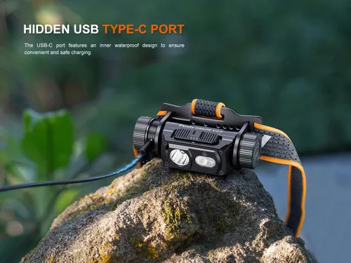 Vista 6 de Fenix HM60R V2.0 - Linterna frontal recargable de 1600 lúmenes, carga rápida USB-C, foco e reflector con luz roja, lámpara LED ligera e impermeable
