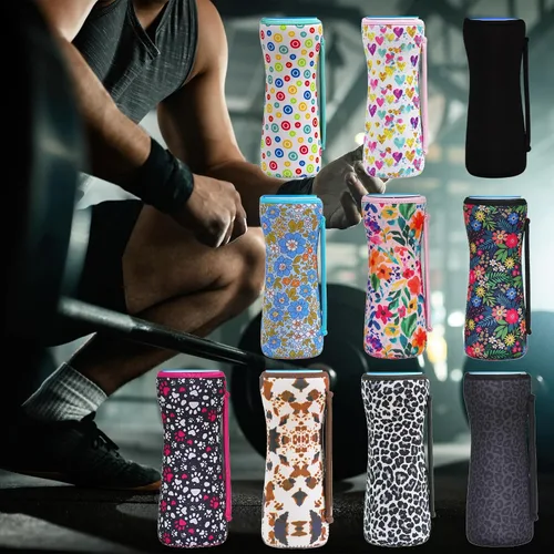 Vista 6 de Funda estampada de 22 onzas compatible con botellas de agua Cirkul para botellas de plástico y acero inoxidable, neopreno de 22 onzas, material que