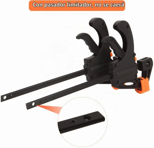 Vista 4 de Abrazaderas de barra de 4 pulgadas para carpintería, paquete de 8 abrazaderas de agarre rápido, abrazadera de trinquete con una mano, abrazadera