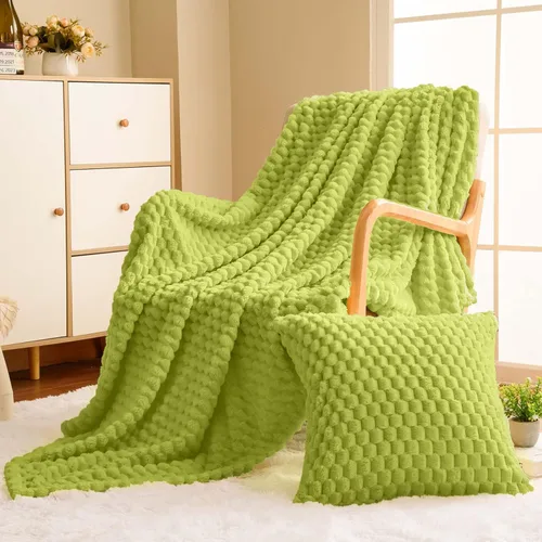 Vista 16 de Vessia - Manta de forro polar de franela (50x70 pulgadas), manta 3D de jacquard negra, esponjosa y cálida para sofá, sillón, cama, silla, 300GSM