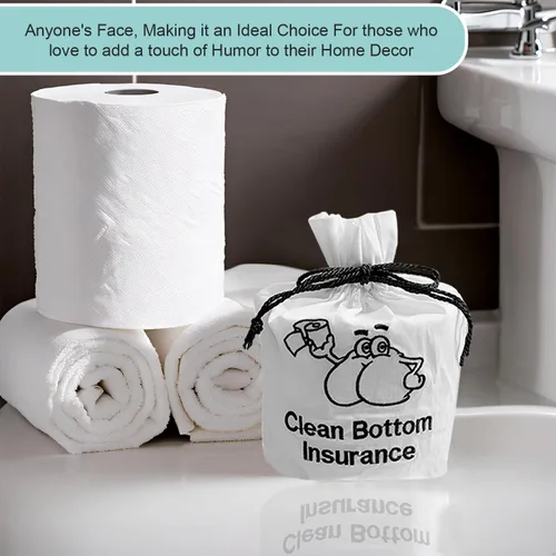 Vista 4 de Funda para rollo de papel higiénico – 9 x 5.5 pulgadas reutilizable de algodón con cierre de cordón, bolsa decorativa de papel higiénico de baño