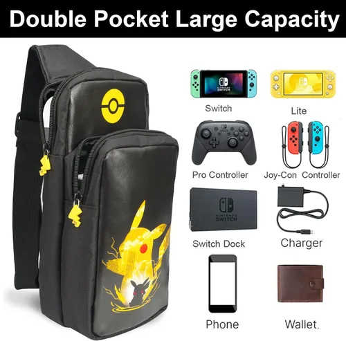 Vista 6 de Tangaroa Bolsa de interruptor para SwitchSwitch OLED - Accesorios de interruptor Bolsa cruzada de viaje - Mochila portátil (oscuro)