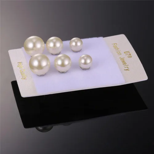 Vista 5 de U7 Cat Stud Earrings SilverBlackSilverGold Color,Birthstone Kitten Earrings, BarFaux Pearl Earrings Set, Women Teen Girls Gift