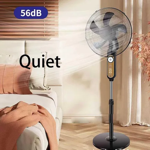 Vista 2 de Ventilador solar con control remoto y panel solar, ventilador solar de pie de 16 pulgadas, 4 velocidades para viajar/acampar, negro, negro