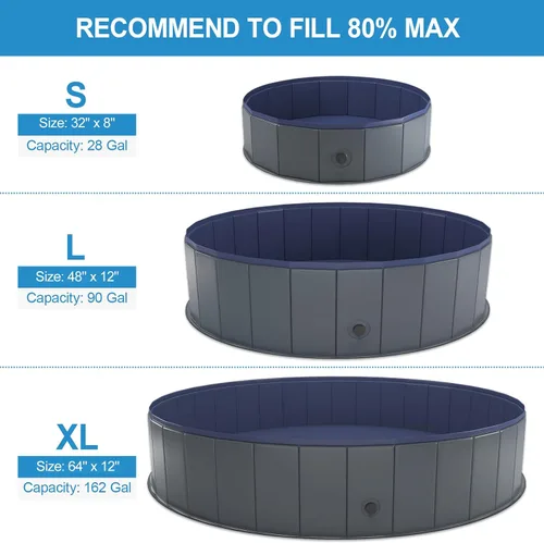 Vista 2 de Niubya Foldable Dog Pool, Collapsible Plastic Dog Swimming Pool, 32x8in