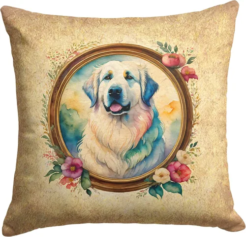 Vista 211 de Caroline's Treasures DAC2072PW1414 Affenpinscher and Flowers - Almohada decorativa de tela, lavable a máquina, para interiores y exteriores
