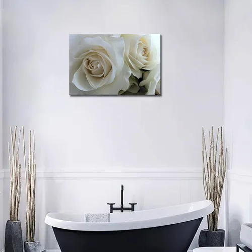Vista 4 de First Wall Art - Enormes rosas en blanco puro arte de la pared pintura imágenes impresas en lienzo flor la imagen para decoración moderna del hogar