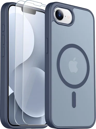 Vista 221 de SPIDERCASE Funda magnética translúcida diseñada para iPhone 11, con 2 protectores de pantalla de vidrio templado, antihuellas, para iPhone 11 de 6.1