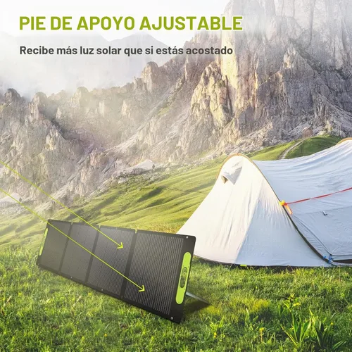 Vista 4 de Newpowa Kit de panel solar portátil de 200W con estuche de soporte ajustable, panel plegable de 200 vatios 12 voltios + controlador MPPT de 20A +