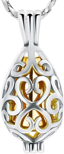 Vista 11 de Imrsanl Joyería de cremación para cenizas – Collar con colgante de cenizas de flor de loto con mini urna de recuerdo, joyería conmemorativa