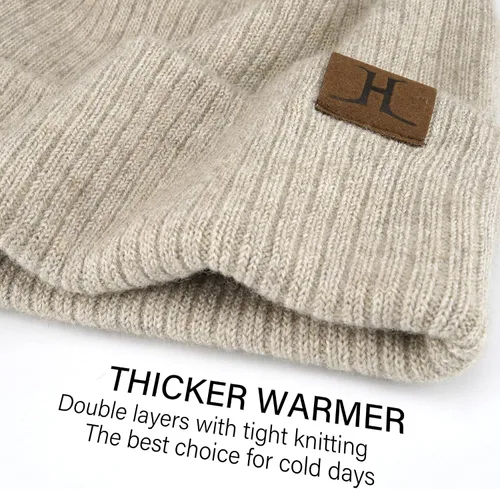 Vista 3 de Gorro de invierno para mujer, conjunto de calentador de cuello, gorro de punto cálido, bufandas infinitas para mujeres y hombres