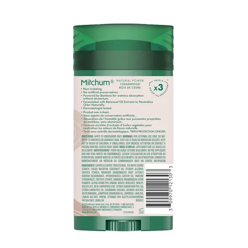 Vista 5 de Mitchum Desodorante Natural Power para hombre sólido, madera de cedro, 2.7