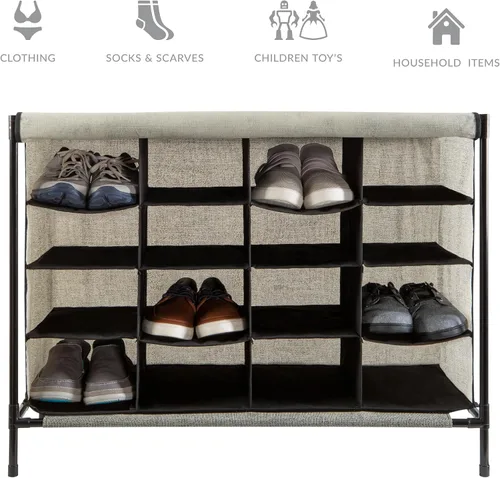 Vista 6 de Simplify Cubby de zapatos, 16 compartimentos, gris (23200-GREY)